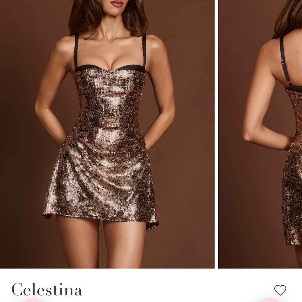 Oh Polly Celestina Women's Sequin Dress - Gold